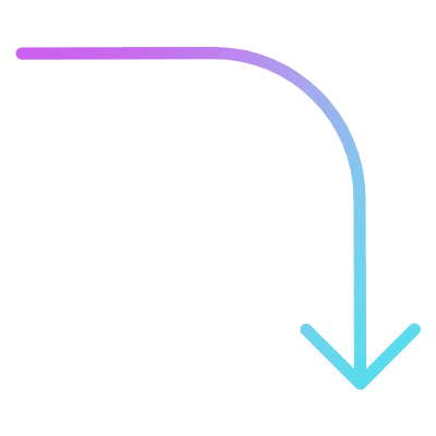 Turn Right Down, Animated Icon, Gradient