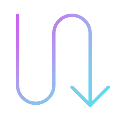 Arrow s-turn down, Animated Icon, Gradient