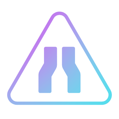 Road Narrows, Animated Icon, Gradient