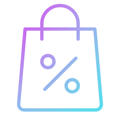 Shopping Bag Percent, Animated Icon, Gradient