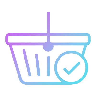 Shopping Basket Check, Animated Icon, Gradient