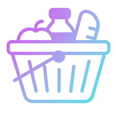 Shopping Basket Groceries, Animated Icon, Gradient