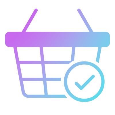 Shopping Basket Wire Check, Animated Icon, Gradient