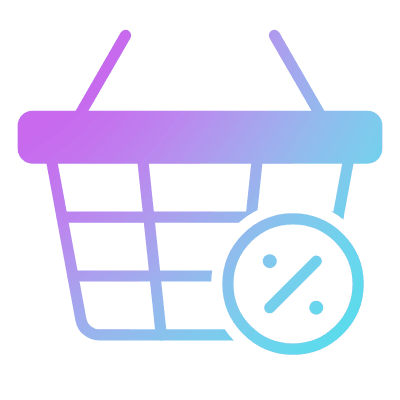 Shopping Basket Wire Percent, Animated Icon, Gradient