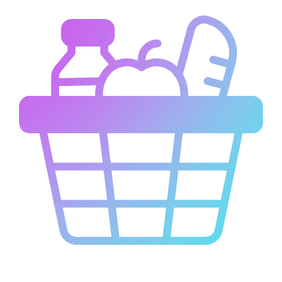 Shopping Basket Wire Groceries, Animated Icon, Gradient