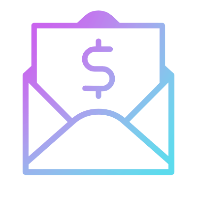 Mail Open Dollar, Animated Icon, Gradient