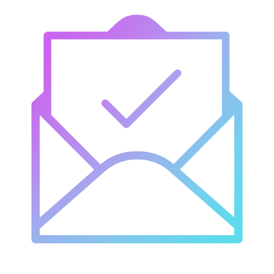 Mail Open Check, Animated Icon, Gradient