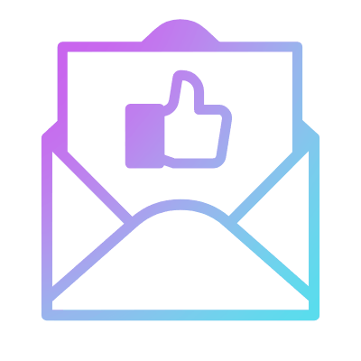 Mail Open Thumb Up, Animated Icon, Gradient