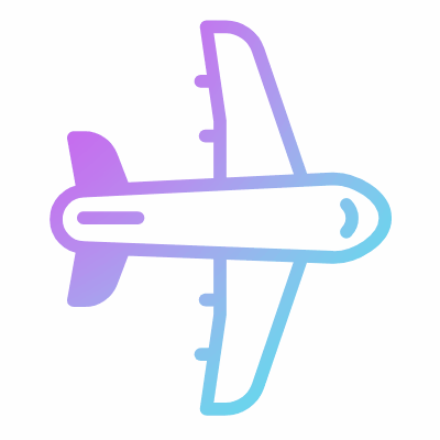 Airplane Horizontal, Animated Icon, Gradient
