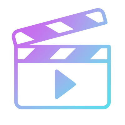 Clapperboard Play, Animated Icon, Gradient