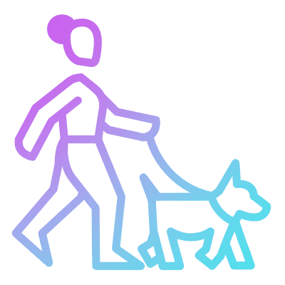 Woman Dog Walk, Animated Icon, Gradient