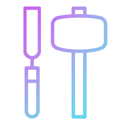 Chisel Hammer, Animated Icon, Gradient
