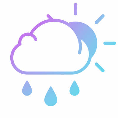 Cloud Sun & Rain, Animated Icon, Gradient