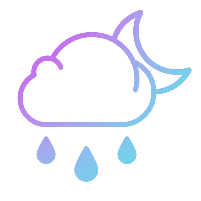 Cloud Rain Moon, Animated Icon, Gradient