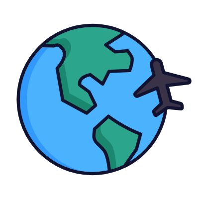 Globe Airplane, Animated Icon, Lineal
