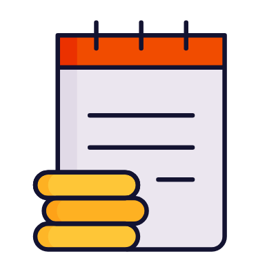 Notebook Coins, Animated Icon, Lineal
