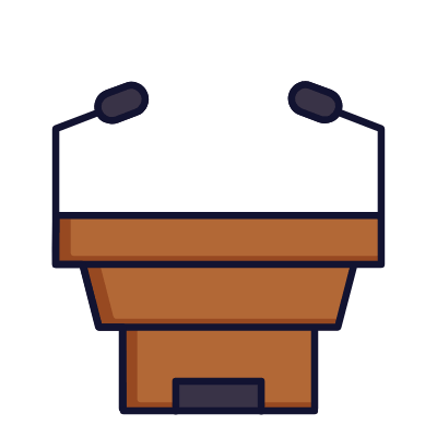 Speaker Podium, Animated Icon, Lineal