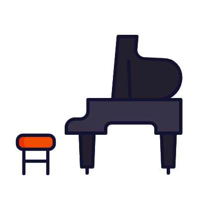 Grand Piano, Animated Icon, Lineal