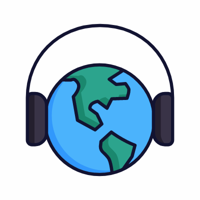 Globe Headphones, Animated Icon, Lineal
