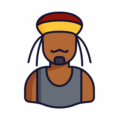 Man Rastafari, Animated Icon, Lineal