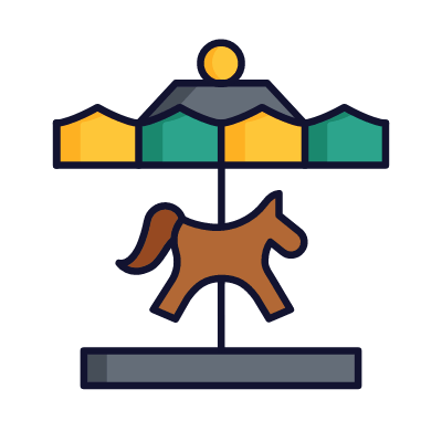 Carousel Horse, Animated Icon, Lineal