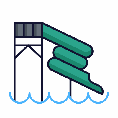 Water Slide, Animated Icon, Lineal