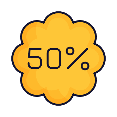 Coupon Sale 50%, Animated Icon, Lineal