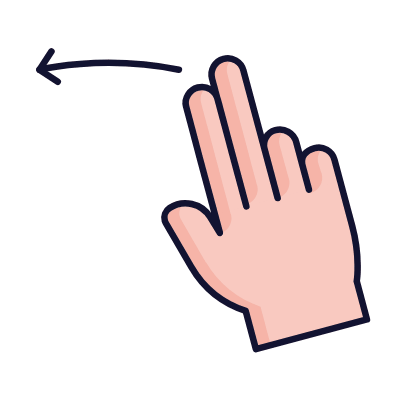 Two Fingers Swipe Left, Animated Icon, Lineal