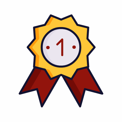Badge Ribbon One, Animated Icon, Lineal