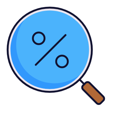 Magnifier Percent, Animated Icon, Lineal