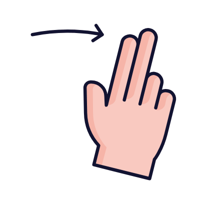 Two Fingers Swipe Right, Animated Icon, Lineal