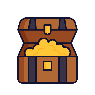 Treasure Chest Open, Animated Icon, Lineal