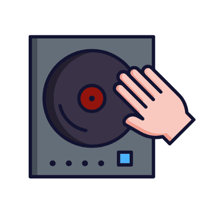 Turntable DJ, Animated Icon, Lineal