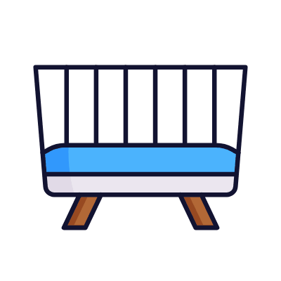 Baby Bed Crib, Animated Icon, Lineal