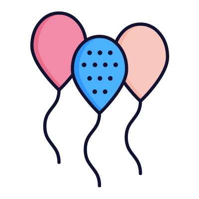 Party Balloons, Animated Icon, Lineal