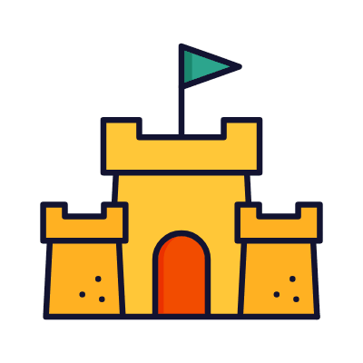 Sand Castle, Animated Icon, Lineal