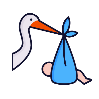 Stork Newborn, Animated Icon, Lineal