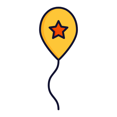 Party Balloon, Animated Icon, Lineal