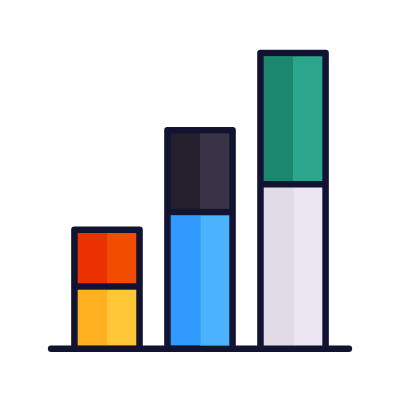 Bar Chart Stacked Vertical Grow, Animated Icon, Lineal