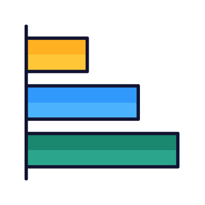 Bar Chart Horizontal Grow, Animated Icon, Lineal
