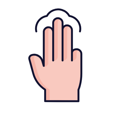 Tap Three Fingers, Animated Icon, Lineal