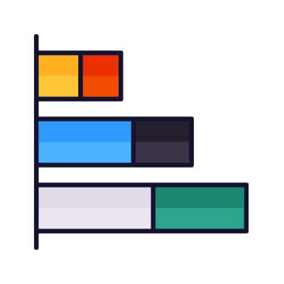 Bar Chart Stacked Grow, Animated Icon, Lineal
