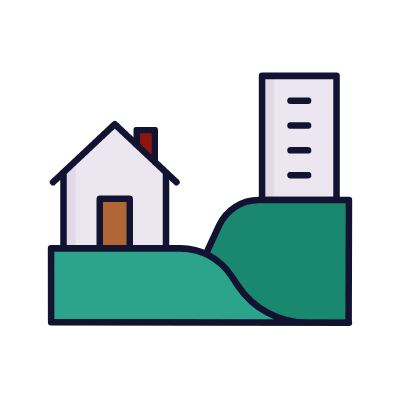 Building Inland, Animated Icon, Lineal
