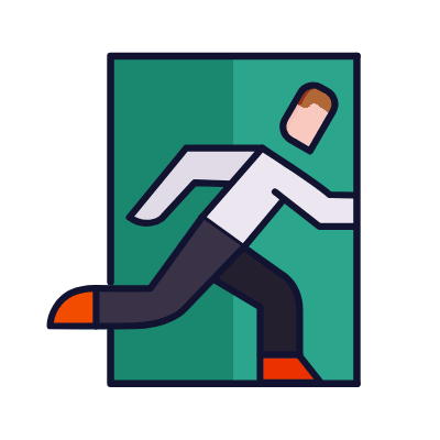 Exit Sign, Animated Icon, Lineal