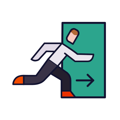 Emergency Exit, Animated Icon, Lineal
