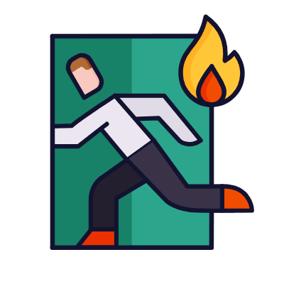 Fire Exit, Animated Icon, Lineal