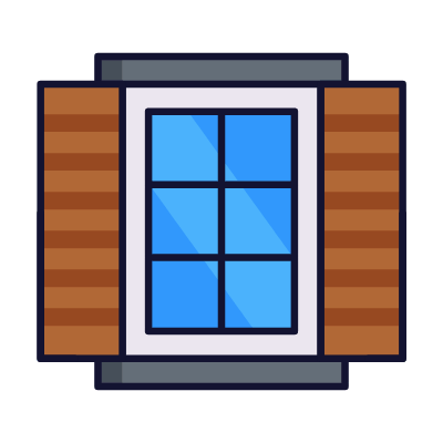 Window Shutters, Animated Icon, Lineal