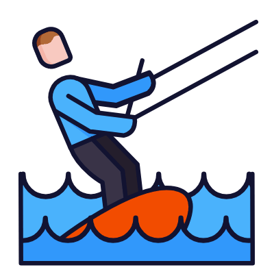 Kitesurfing, Animated Icon, Lineal