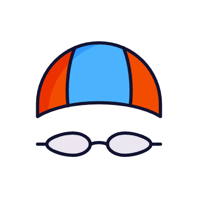 Swimmer Cap, Animated Icon, Lineal