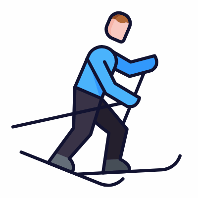 Cross Country Skiing, Animated Icon, Lineal